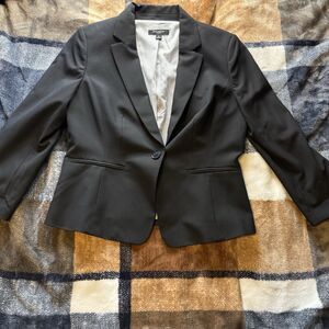 Ann Taylor Blazer Jacket Size 6 Black One Button Lined Stretch Office Career